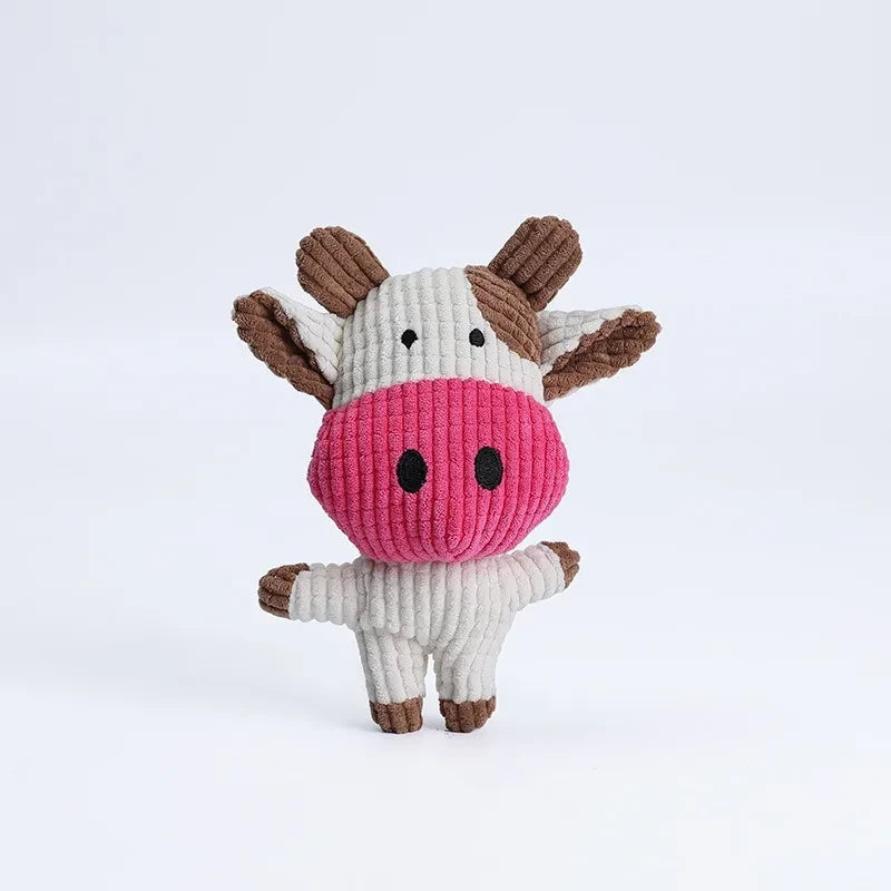 Cow Shaped Corduroy Squeaky Dog Toy