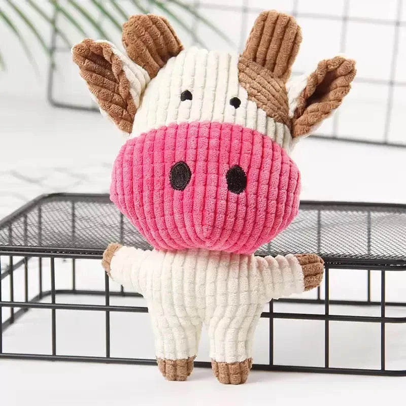 Cow Shaped Corduroy Squeaky Dog Toy