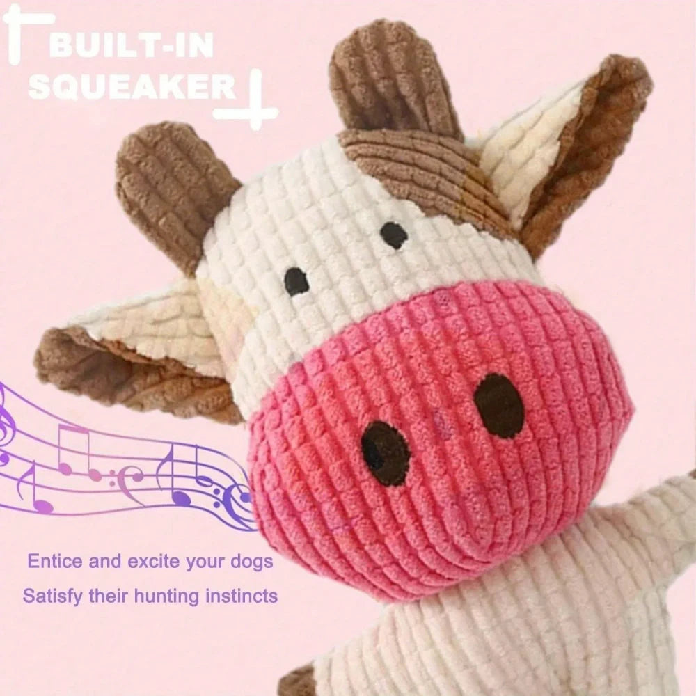 Cow Shaped Corduroy Squeaky Dog Toy