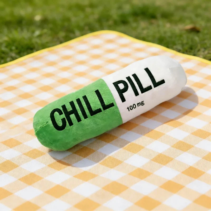 "Chill Pill"  Plush Dog Chew Toy