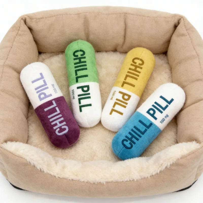 "Chill Pill"  Plush Dog Chew Toy