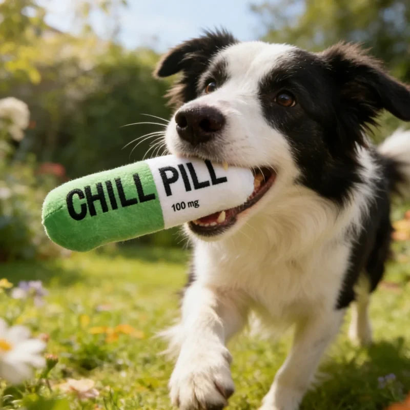 "Chill Pill"  Plush Dog Chew Toy