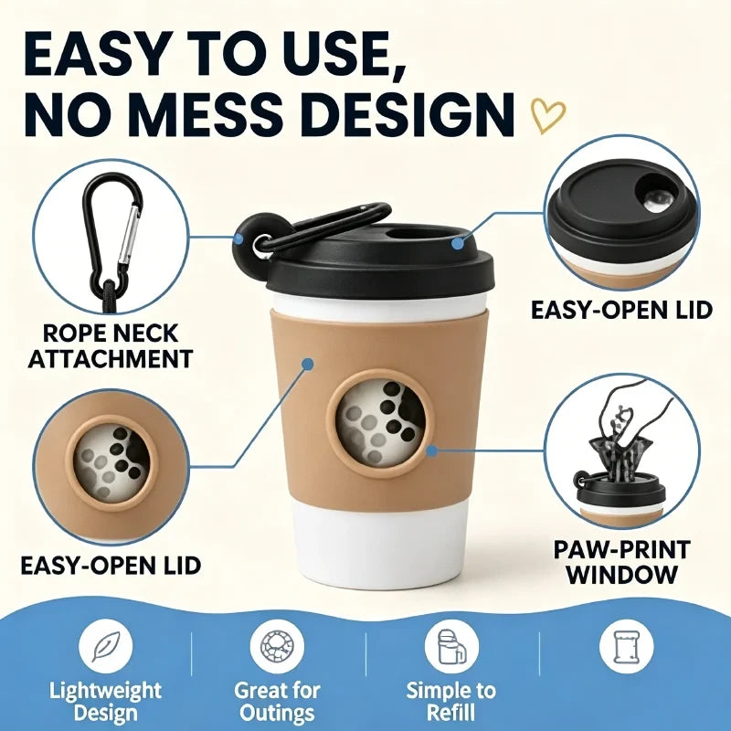 Portable Coffee Cup Poop Bag Dispenser