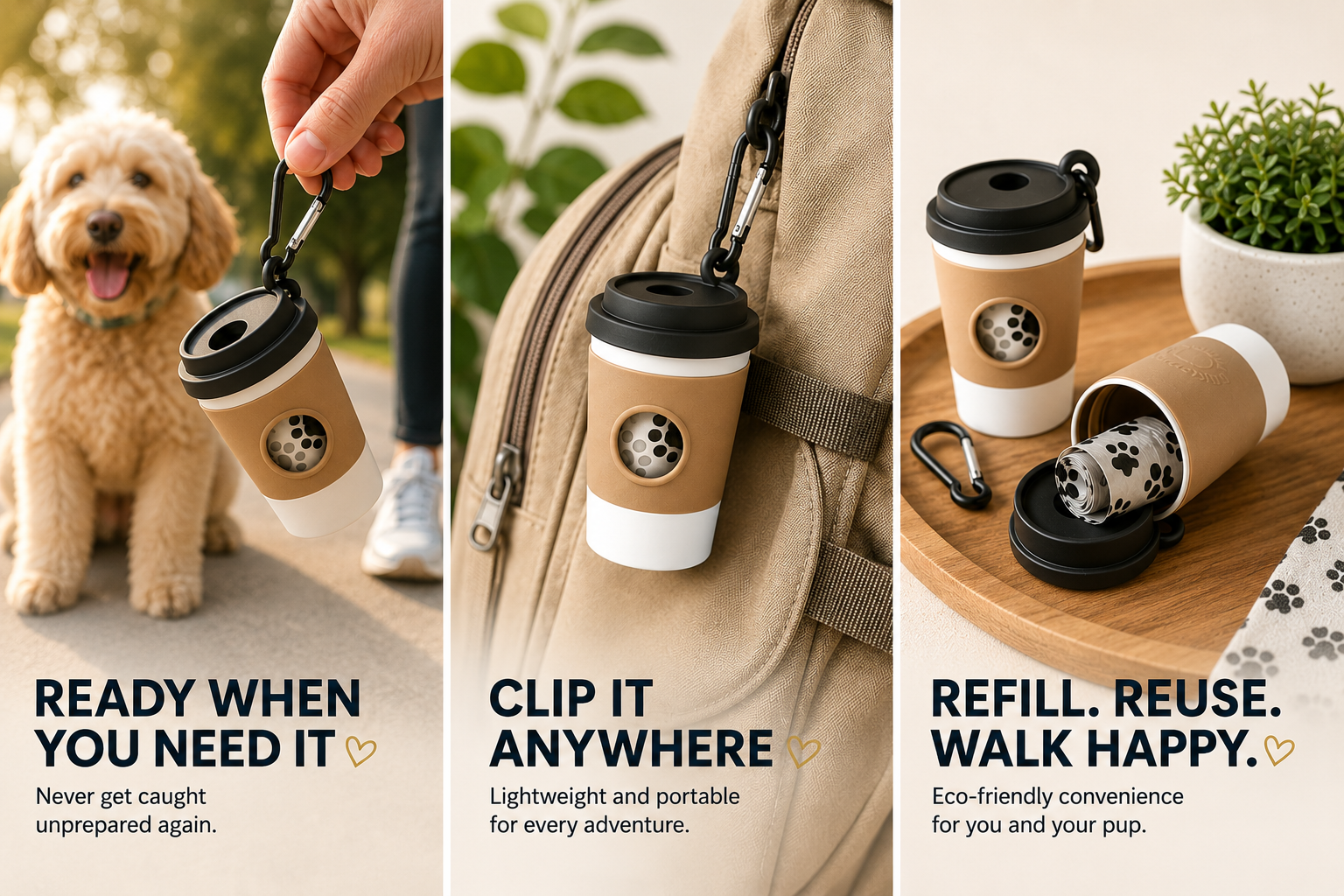 Portable Coffee Cup Poop Bag Dispenser