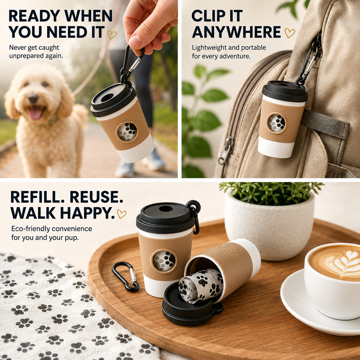 Portable Coffee Cup Poop Bag Dispenser