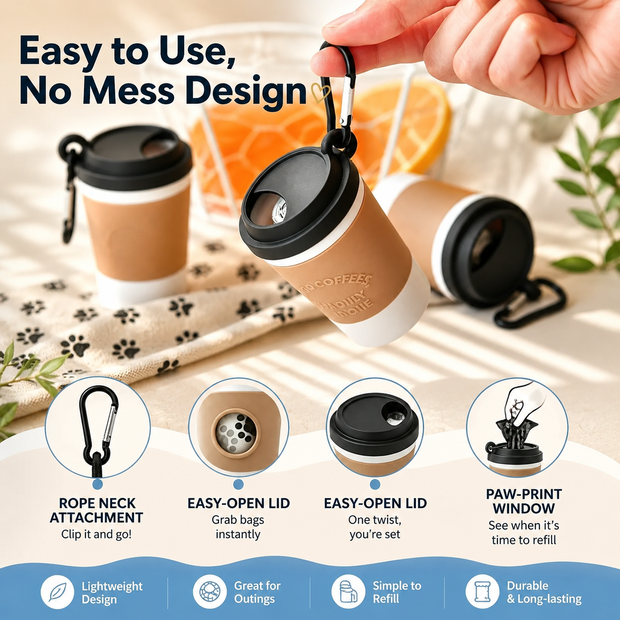 Portable Coffee Cup Poop Bag Dispenser